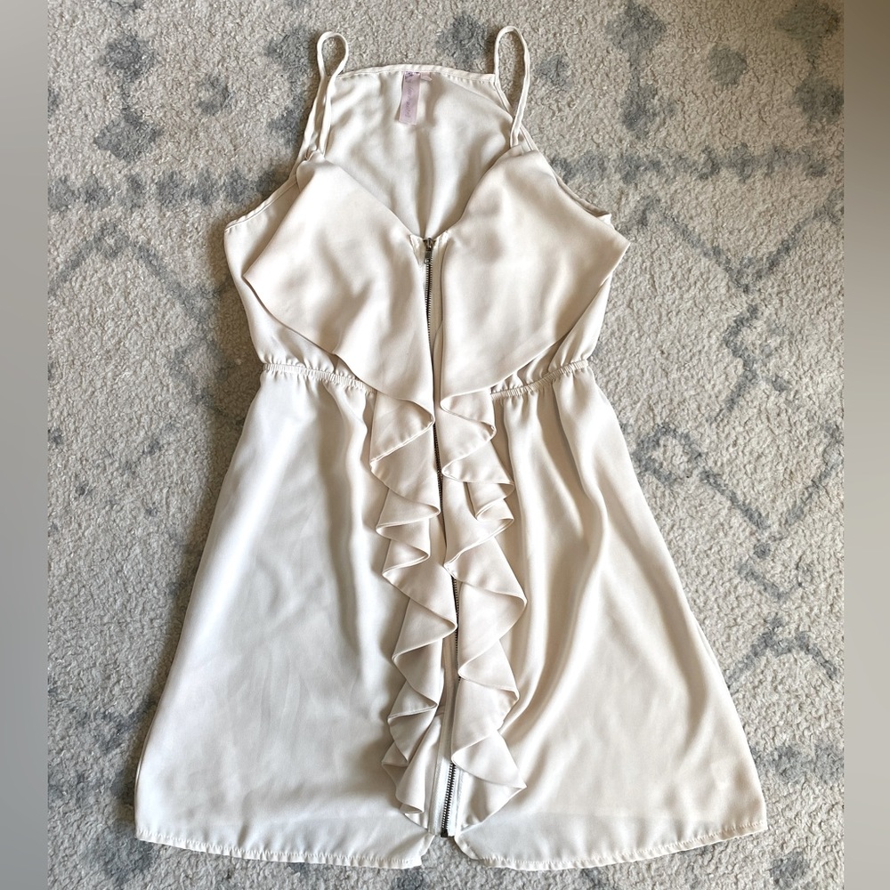 Cream Zip Front Dress